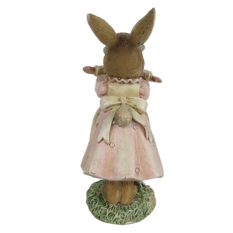 Clayre & Eef Figur Kaninchen 8x5x11 cm Braun Rosa Polyresin