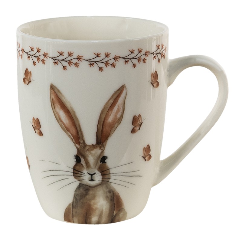 Clayre & Eef Mug 350 ml Beige Brown Porcelain Rabbit