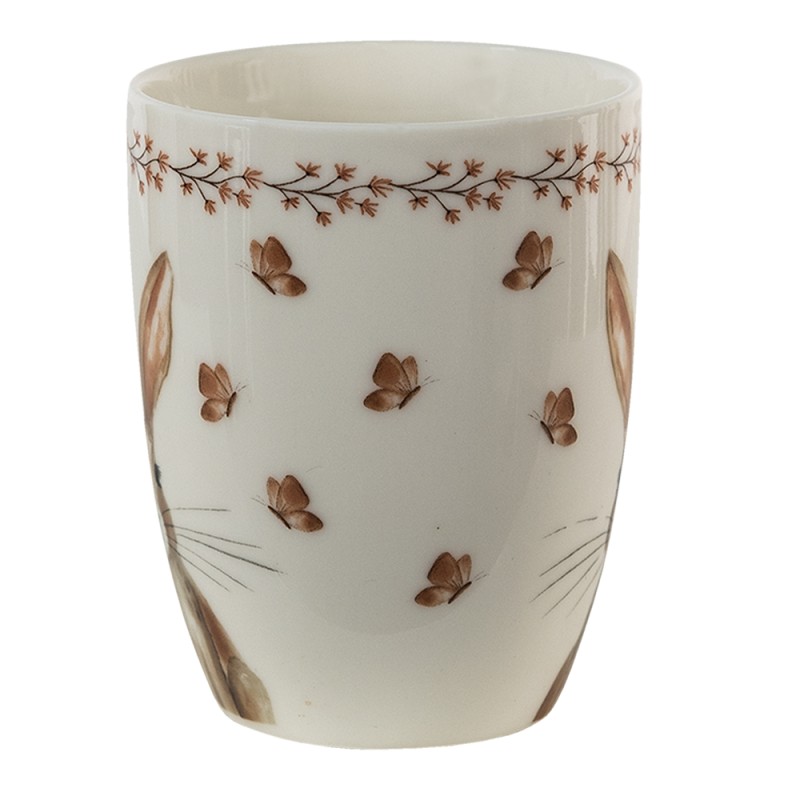 Clayre & Eef Mug 350 ml Beige Brown Porcelain Rabbit