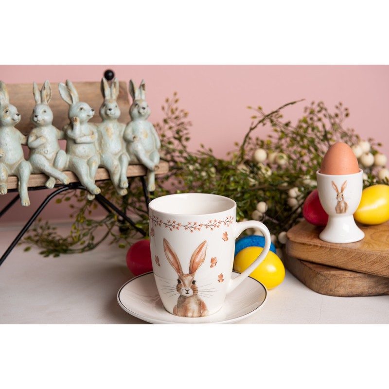 Clayre & Eef Mug 350 ml Beige Marron Porcelaine Lapin