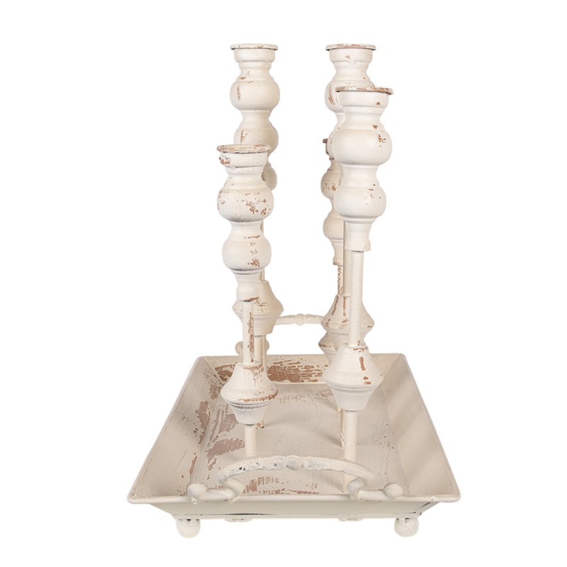 Clayre & Eef Kerzenständer 55x26x43 cm Weiß Metall