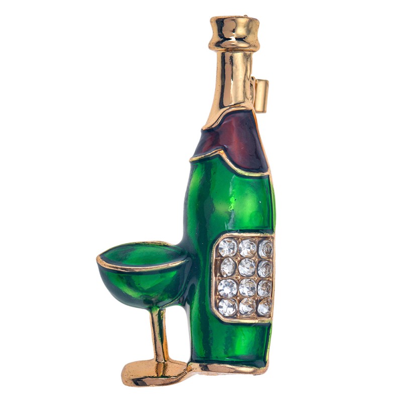 Clayre & Eef Women's Brooch Wine glass Green Metal