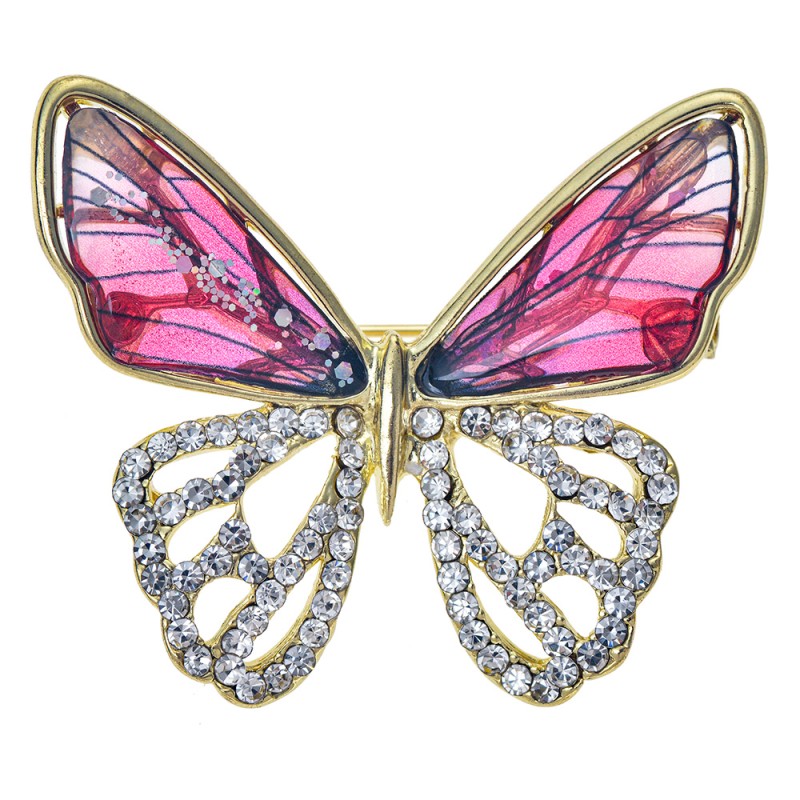 Clayre & Eef Women's Brooch Butterfly Pink Metal