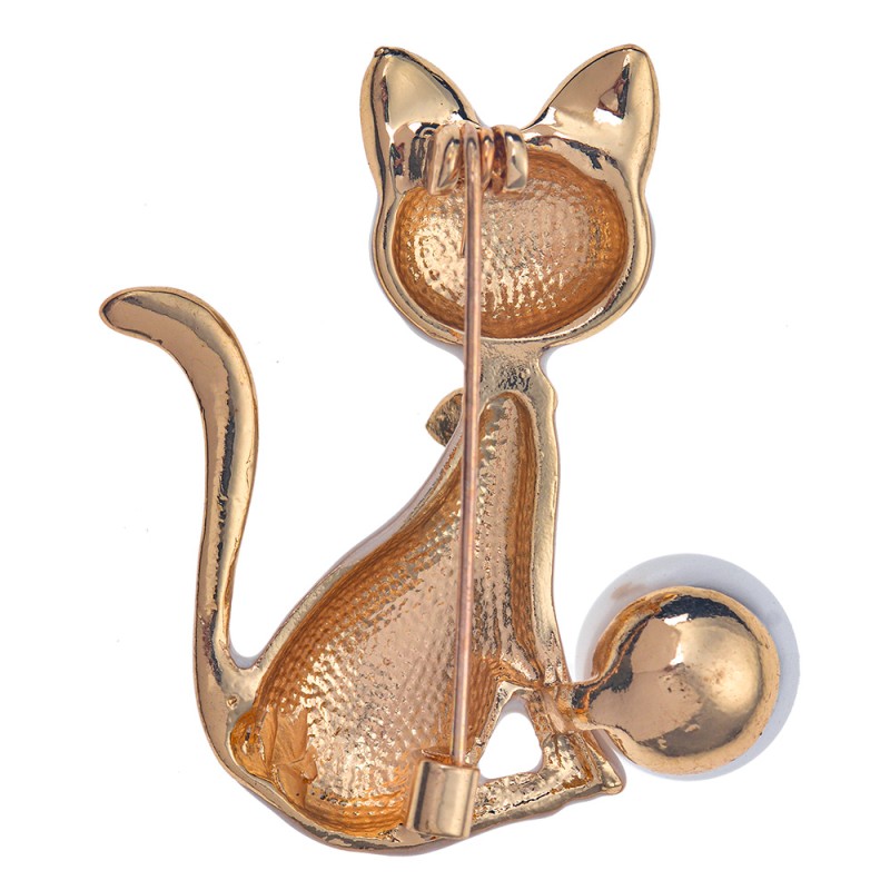 Clayre & Eef Women's Brooch Cat White Metal