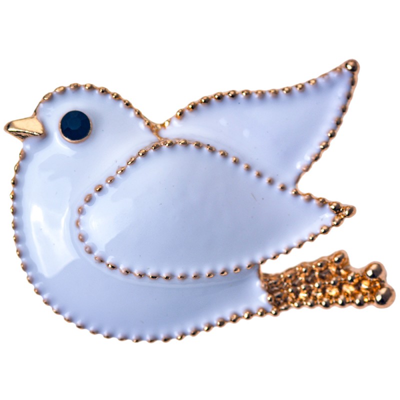 Clayre & Eef Broche femme Oiseau Blanc Métal