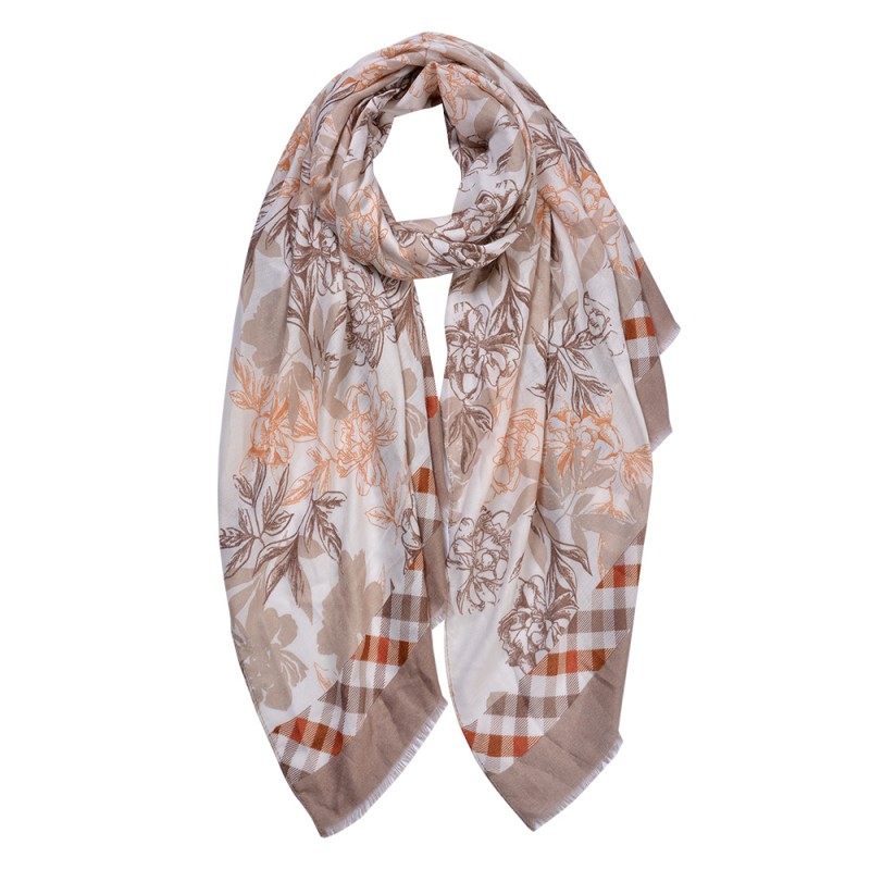 Clayre & Eef Printed Scarf 80x180 cm Beige