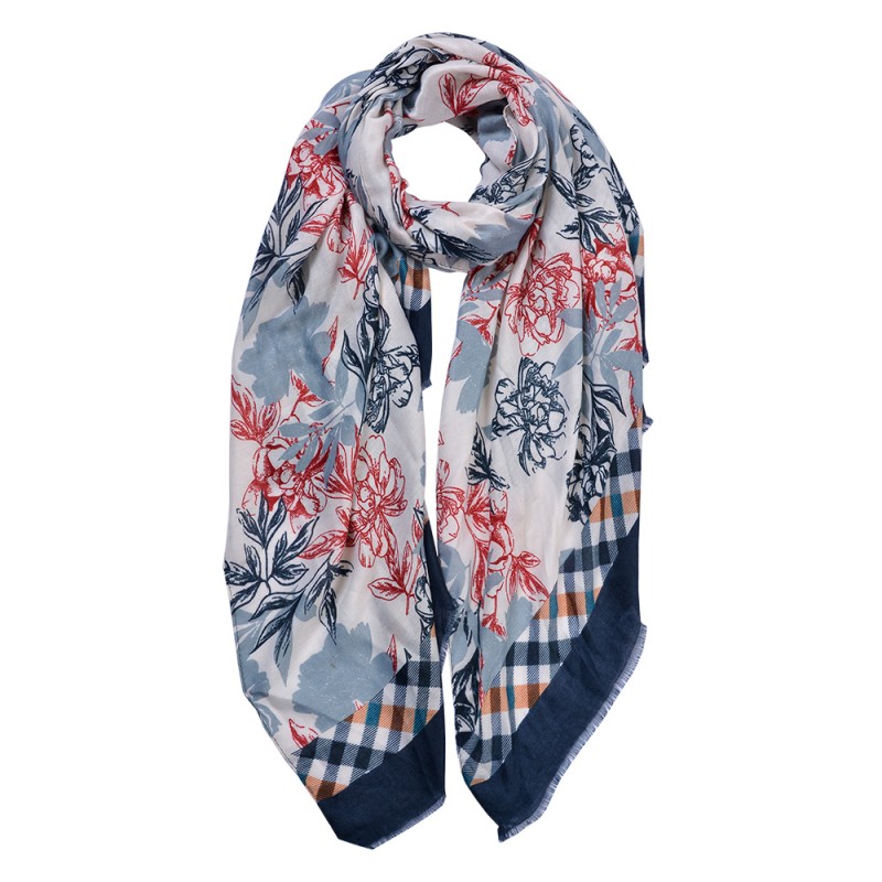 Clayre & Eef Printed Scarf 80x180 cm Blue