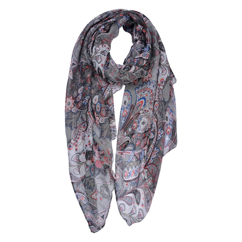 Clayre & Eef Printed Scarf 80x180 cm Grey