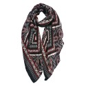 Clayre & Eef Printed Scarf 80x180 cm Black