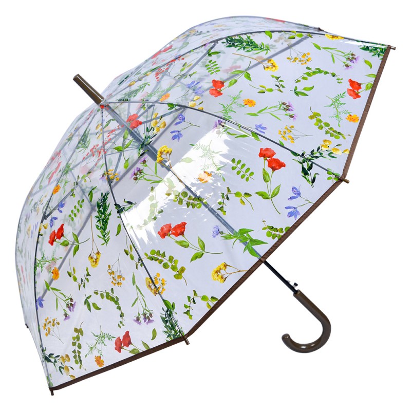 Clayre & Eef Parapluie pour adultes 60 cm Transparent Plastique Feuilles