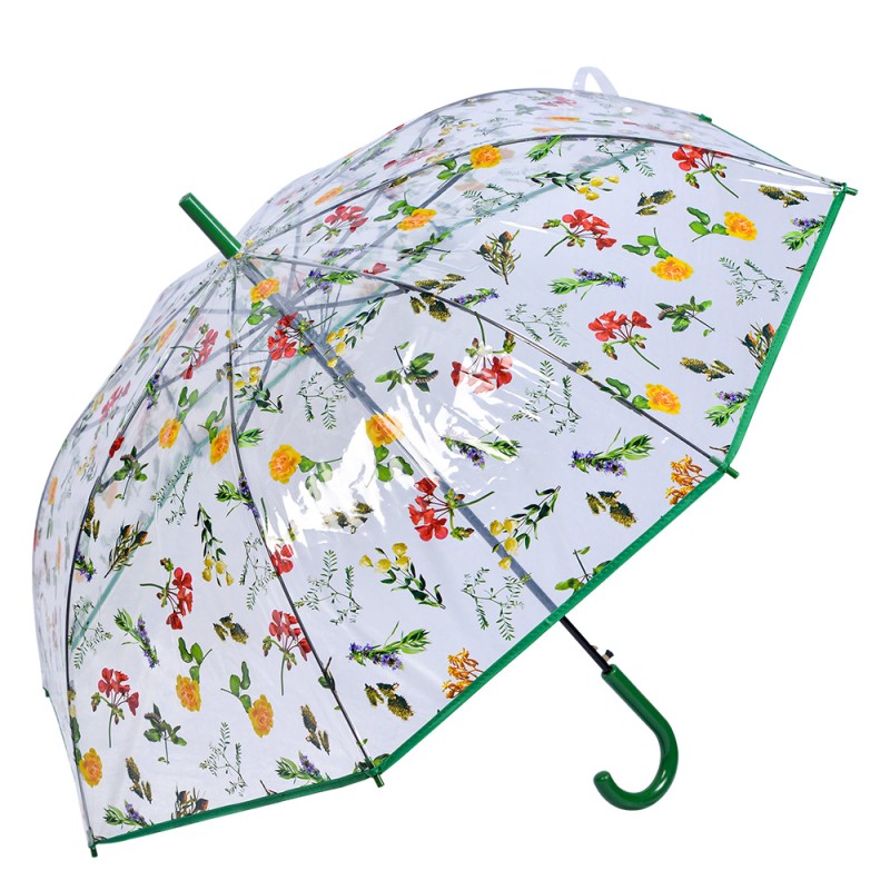 Clayre & Eef Parapluie pour adultes 60 cm Transparent Plastique Feuilles