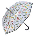 Clayre & Eef Parapluie pour adultes 60 cm Transparent Plastique Feuilles
