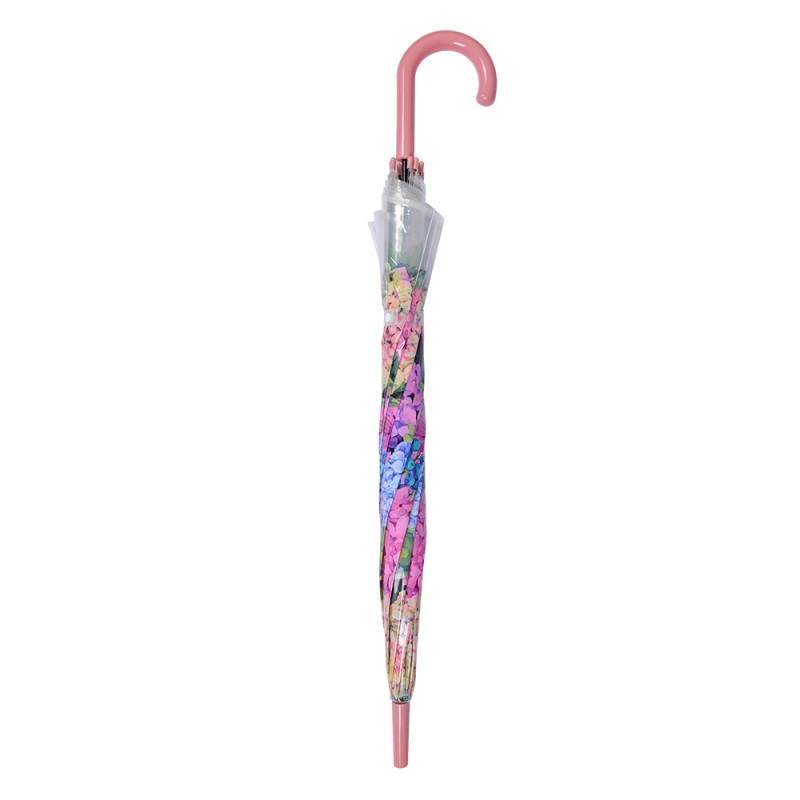 Clayre & Eef Erwachsenen-Regenschirm 60 cm Rosa Kunststoff Hortensie
