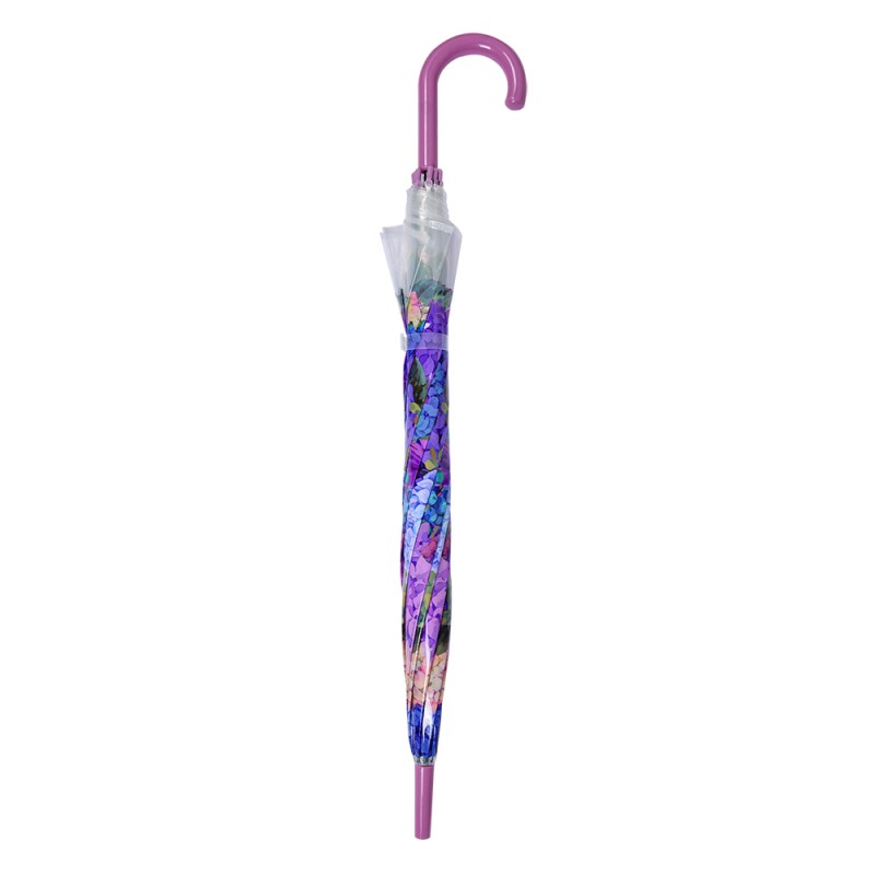 Clayre & Eef Parapluie pour adultes 60cm Violet Plastique Hortensia