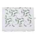 Clayre & Eef Guest Towel 40x66 cm White Green Cotton Twigs