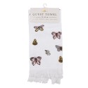 Clayre & Eef Guest Towel 40x66 cm White Pink Cotton Butterflies