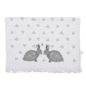 Clayre & Eef Serviette invité 40x66 cm Blanc Gris Coton Lapins