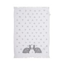 Clayre & Eef Guest Towel 40x66 cm White Grey Cotton Rabbits