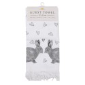 Clayre & Eef Serviette invité 40x66 cm Blanc Gris Coton Lapins