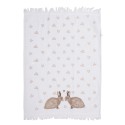 Clayre & Eef Guest Towel 40x66 cm White Brown Cotton Rabbits