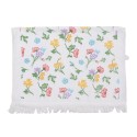 Clayre & Eef Serviette invité 40x66 cm Blanc Jaune Coton Fleurs