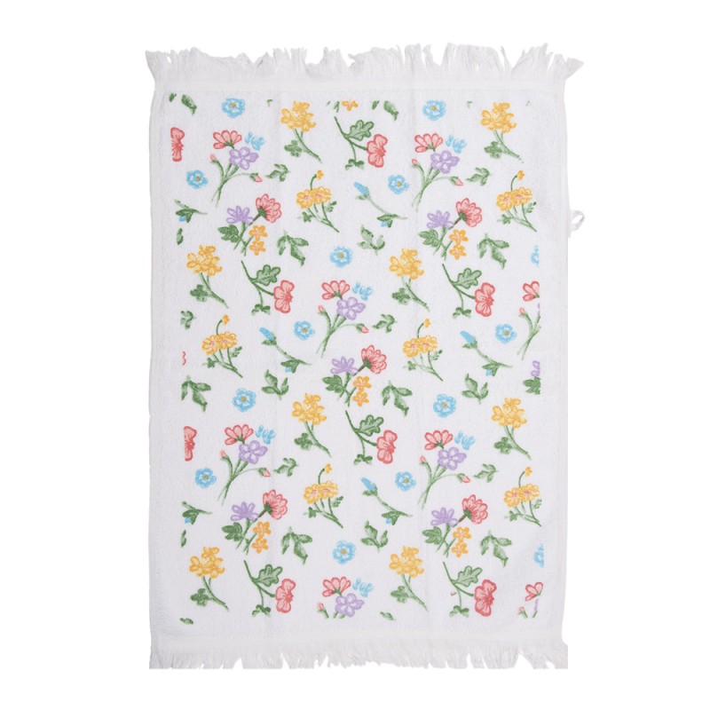 Clayre & Eef Guest Towel 40x66 cm White Yellow Cotton Flowers