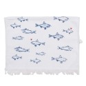 Clayre & Eef Guest Towel 40x66 cm White Blue Cotton Fishes