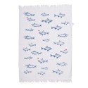 Clayre & Eef Guest Towel 40x66 cm White Blue Cotton Fishes