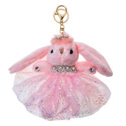 Clayre & Eef Sleutelhanger Konijn Roze Synthetisch