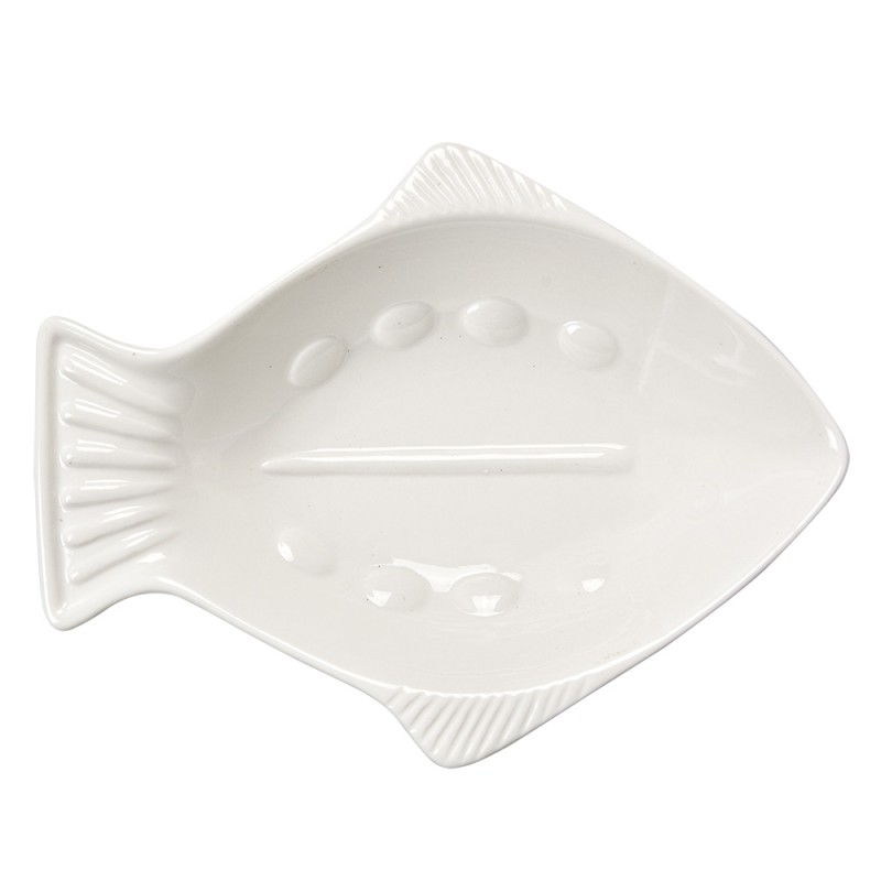 Clayre & Eef Schälchen Fisch 19x15x4 cm Weiß Keramik