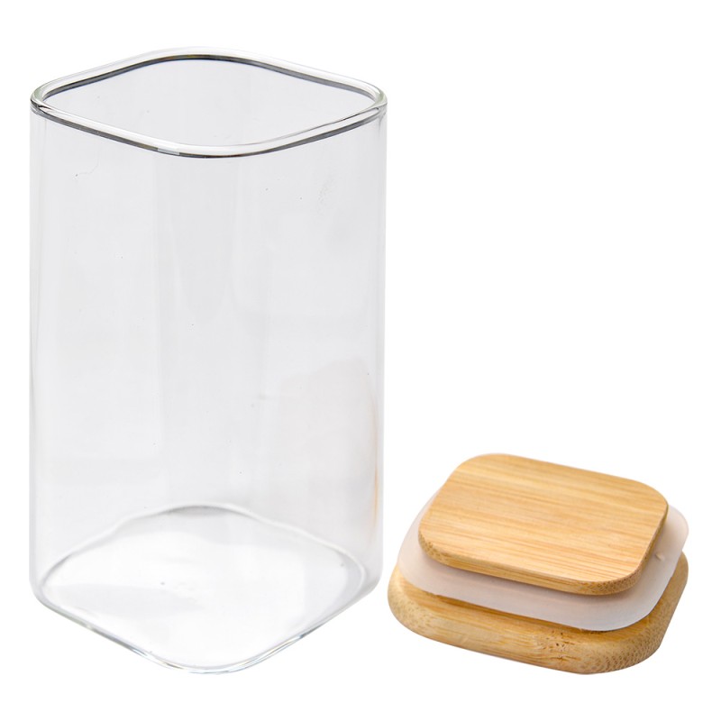 Clayre & Eef Storage Jar 6x6x12 cm Transparent Glass