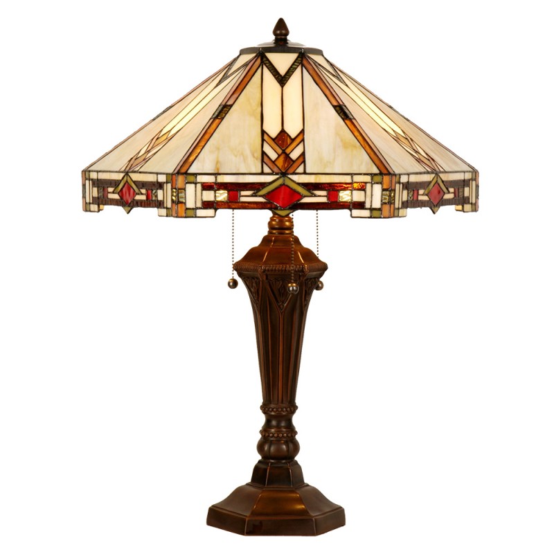 LumiLamp Lampe de table Tiffany 75 cm Beige Verre