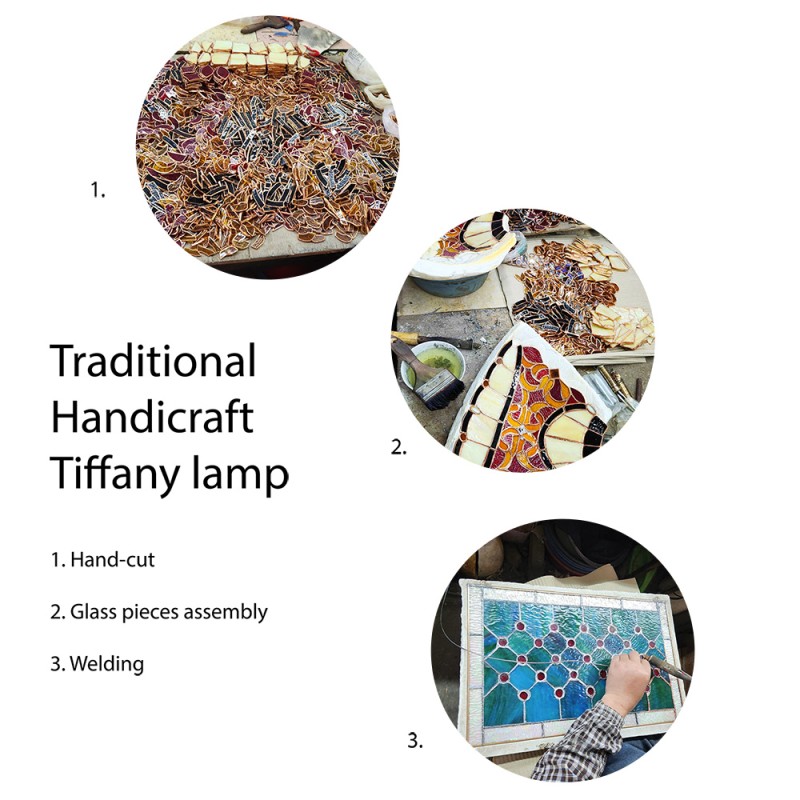 LumiLamp Tiffany Tischlampe Ø 27x51 cm Beige Glas