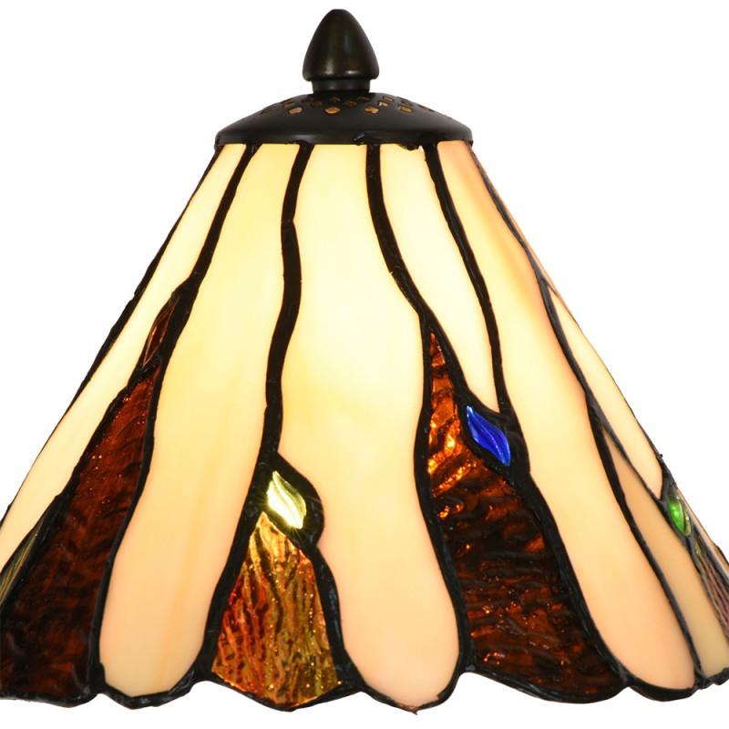 LumiLamp Lampada da tavolo Tiffany Ø 20x60 cm Beige Marrone  Vetro