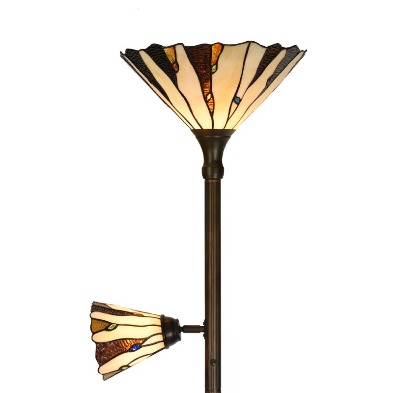 LumiLamp Floor Lamp Tiffany Ø 38x178 cm Beige Brown Glass