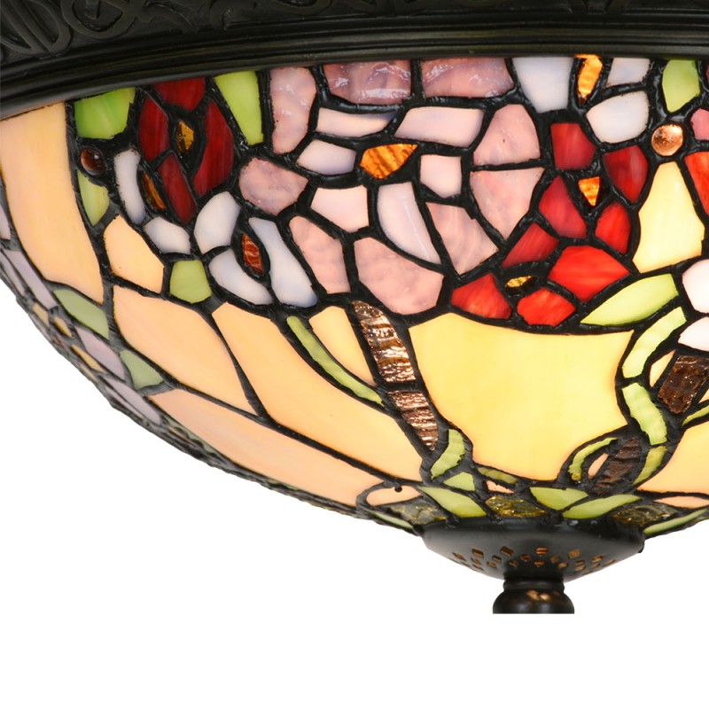 LumiLamp Lampe de plafond Tiffany Ø 37x19 cm Beige Violet Verre