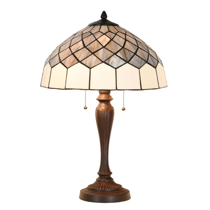 LumiLamp Lampada da tavolo Tiffany Ø 40x58 cm Grigio Vetro