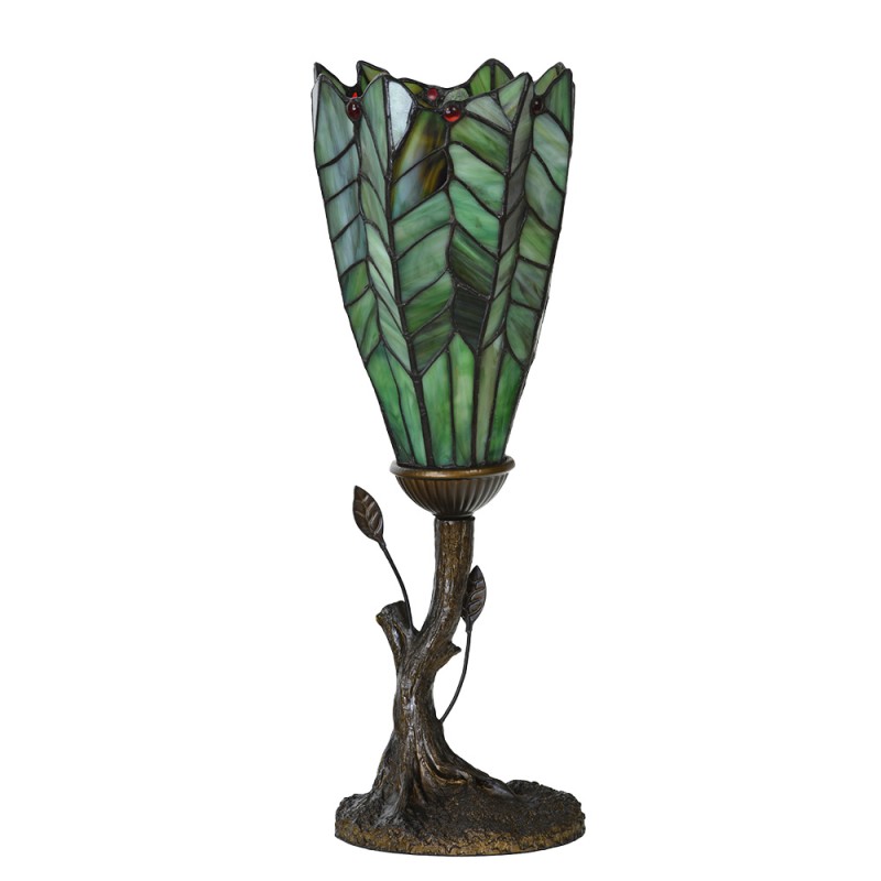 LumiLamp Lampada da tavolo Tiffany Ø 15x42 cm Verde Vetro
