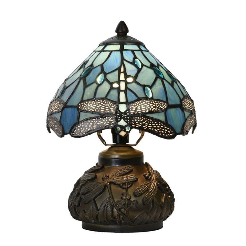 LumiLamp Lampada da tavolo Tiffany Ø 20x28 cm Blu Vetro Libellula