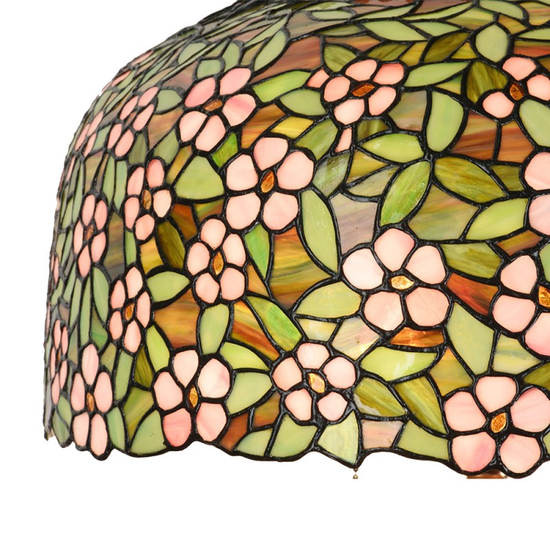 LumiLamp Lampada da tavolo Tiffany Ø 46x72 cm Verde Rosa  Vetro