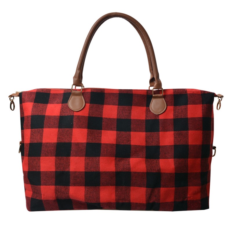 Clayre & Eef Duffle bag 56x35 cm Red Black Synthetic