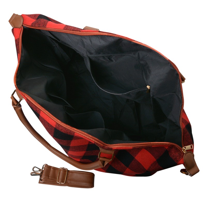 Clayre & Eef Duffle-Tasche 56x35 cm Rot Schwarz Synthetisch