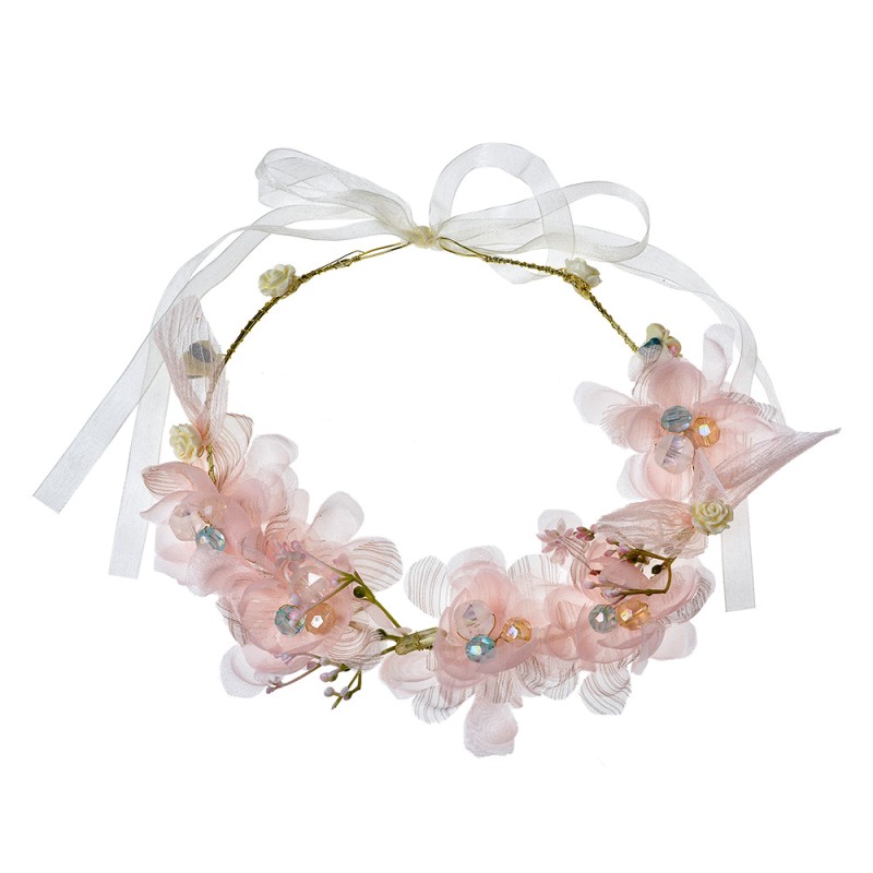 Clayre & Eef Headband Girl Pink Plastic Flowers
