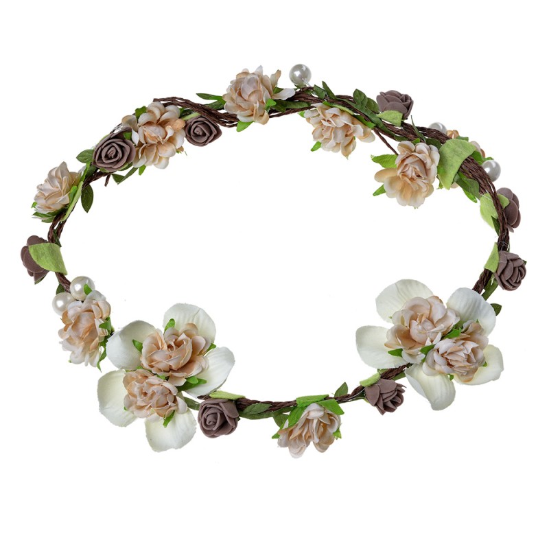 Clayre & Eef Headband Girl White Green Plastic Flowers