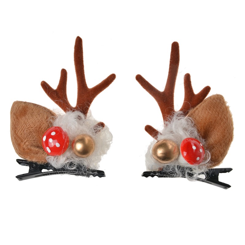 Clayre & Eef Bobby Pin Set of 2 Brown Plastic Antler