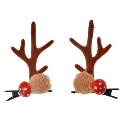 Clayre & Eef Barrette à cheveux set de 2 Marron Plastique Bois de cerf