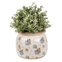 Clayre & Eef Pot de fleurs Ø 16x13 cm Beige Bleu Céramique Fleurs