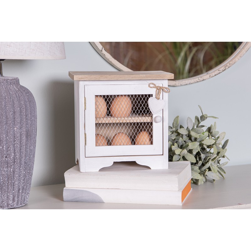 Clayre & Eef Egg Cabinet 19x14x19 cm White Wood Square