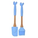 Clayre & Eef Set di utensili da cucina di 2 Pollo 28x5 / 27x5 cm Blu Silicone