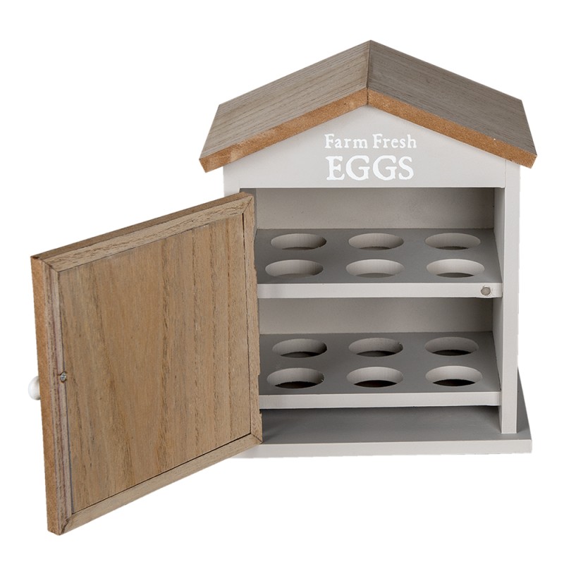 Clayre & Eef Egg Cabinet House 19x13x23 cm Brown Wood Chicken Farm Fresh Eggs